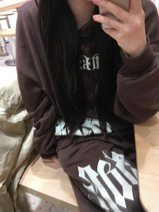 Campus Vintage Printed Hooded Terry Jogger Two-Piece
