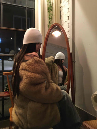 Large Collar Open-Type Voluminous Sleeve Long Fur Coat