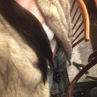 Large Collar Open-Type Voluminous Sleeve Long Fur Coat