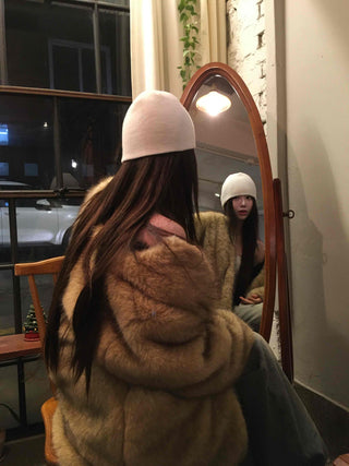 Large Collar Open-Type Voluminous Sleeve Long Fur Coat