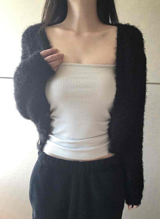 Chic Modern Basic Round Neck Mid-Button Cardigan