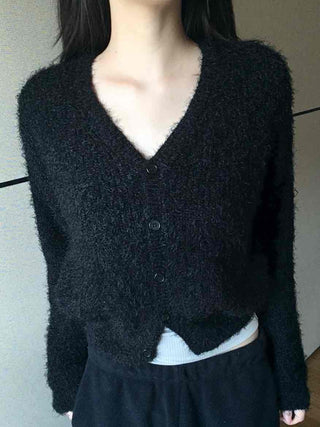 Chic Modern Basic Round Neck Mid-Button Cardigan