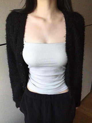 Chic Modern Basic Round Neck Mid-Button Cardigan
