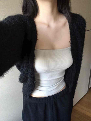 Chic Modern Basic Round Neck Mid-Button Cardigan