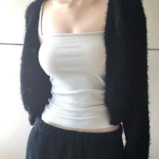 Chic Modern Basic Round Neck Mid-Button Cardigan