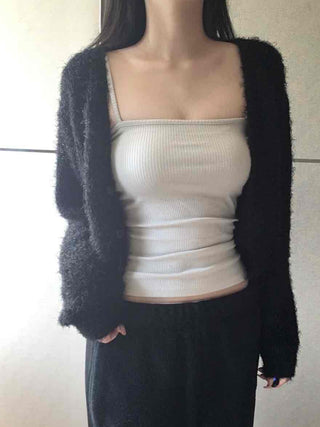 Chic Modern Basic Round Neck Mid-Button Cardigan