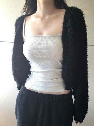 Chic Modern Basic Round Neck Mid-Button Cardigan
