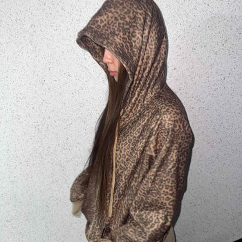 Leopard Oversized Zip-Up Hoodie