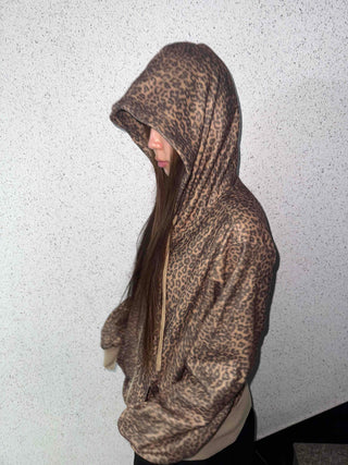 Leopard Oversized Zip-Up Hoodie