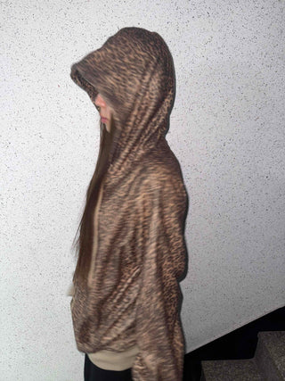 Leopard Oversized Zip-Up Hoodie