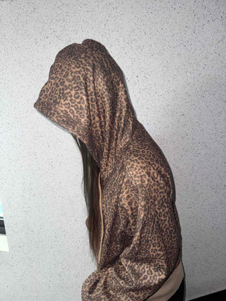 Leopard Oversized Zip-Up Hoodie