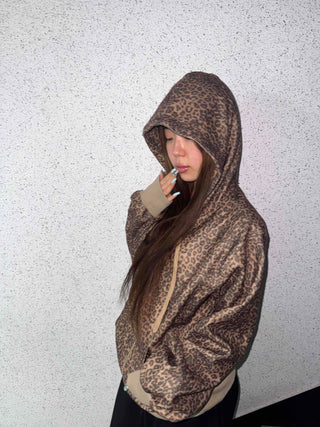 Leopard Oversized Zip-Up Hoodie