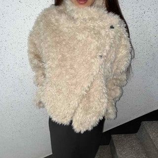 Cozy Fur Balloon Fit Crop Jacket