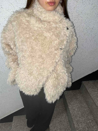 Cozy Fur Balloon Fit Crop Jacket