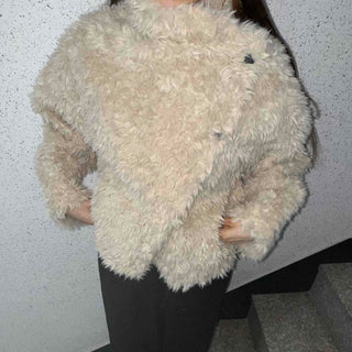 Cozy Fur Balloon Fit Crop Jacket