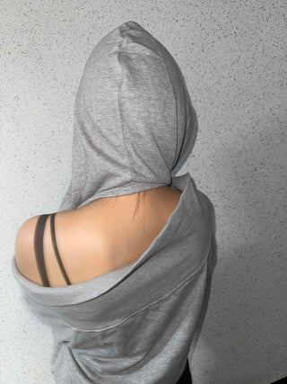 Shoulder Cutout Slim Fit Zip-Up Hoodie
