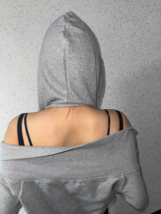 Shoulder Cutout Slim Fit Zip-Up Hoodie