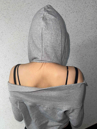 Shoulder Cutout Slim Fit Zip-Up Hoodie