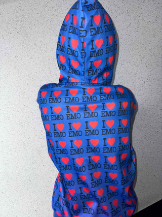 EMO Lettering Heart Graphic Oversized Zip-Up Hoodie
