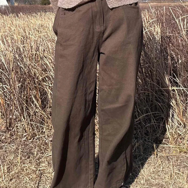 Natural Slack Style Semi Bootcut Long Pants
