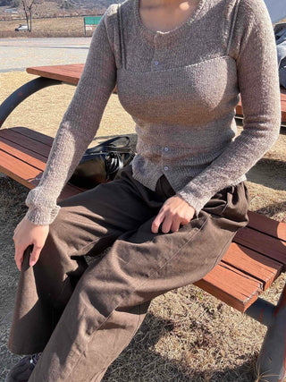 Natural Slack Style Semi Bootcut Long Pants