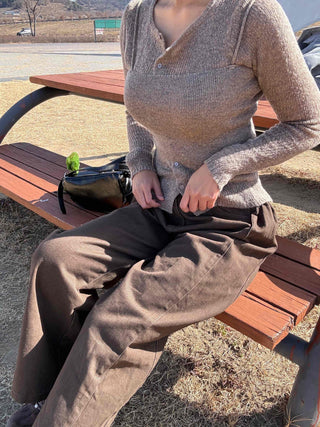 Natural Slack Style Semi Bootcut Long Pants