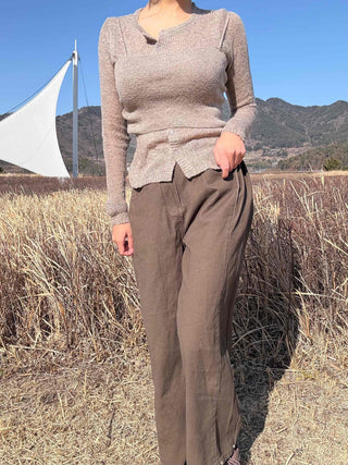 Natural Slack Style Semi Bootcut Long Pants
