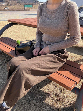 Natural Slack Style Semi Bootcut Long Pants