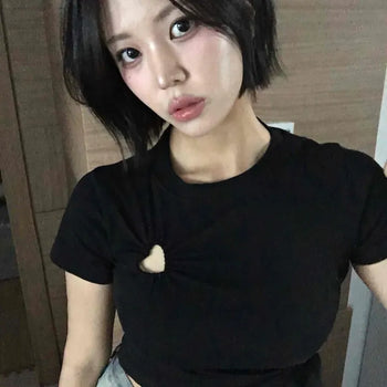 Basic Daily Crop Round Neck Short Sleeve Tee