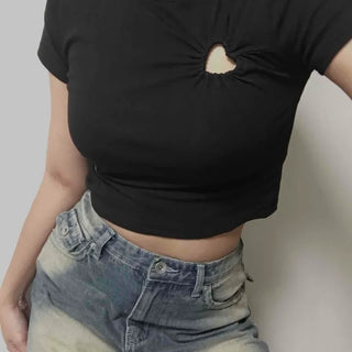 Basic Daily Crop Round Neck Short Sleeve Tee