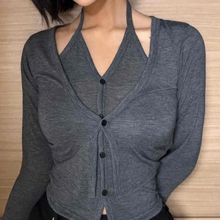 Angora Knit Tailored Collar Crop Cardigan