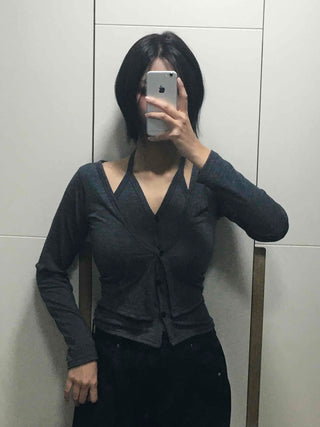 Angora Knit Tailored Collar Crop Cardigan