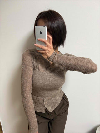 Soft Sweat Contrast Twist Pep Rum Cardigan