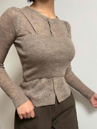 Soft Sweat Contrast Twist Pep Rum Cardigan