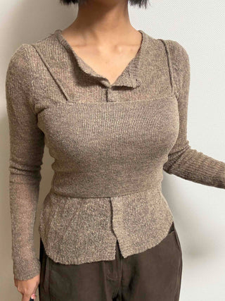 Soft Sweat Contrast Twist Pep Rum Cardigan