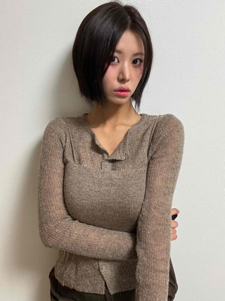 Soft Sweat Contrast Twist Pep Rum Cardigan