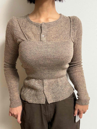 Soft Sweat Contrast Twist Pep Rum Cardigan