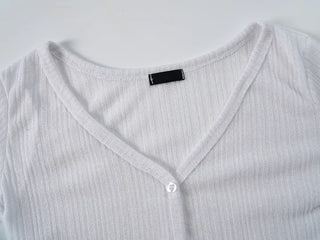 Kimo Crop See-through Ribbed Knit Cardigan