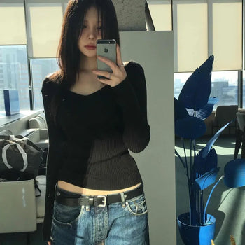 Square Neck Layered Crop Ribbed Knit