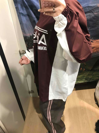 Lettering Windbreaker V-Neck Sweatshirt