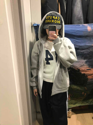 Boxy Fit Fleece-Lined Zip-Up Hoodie
