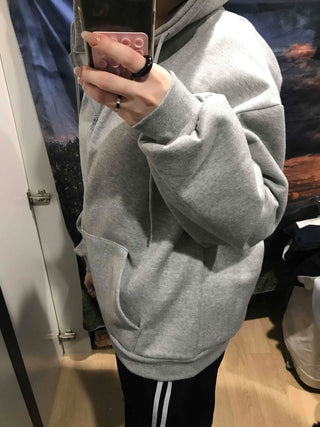 Boxy Fit Fleece-Lined Zip-Up Hoodie
