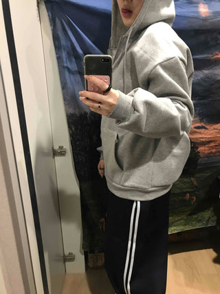 Boxy Fit Fleece-Lined Zip-Up Hoodie