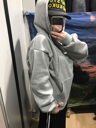 Boxy Fit Fleece-Lined Zip-Up Hoodie