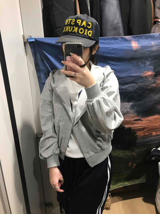 Loose Fit Cropped Zip-Up Hoodie