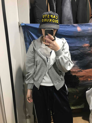 Loose Fit Cropped Zip-Up Hoodie