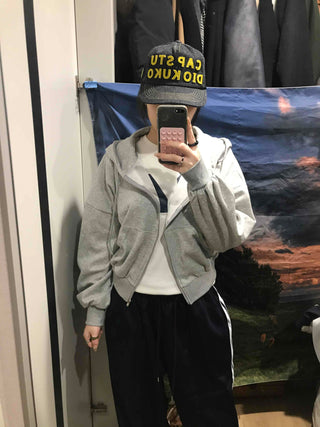 Loose Fit Cropped Zip-Up Hoodie