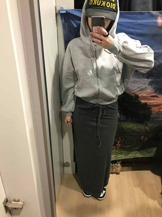 Loose Fit Cropped Zip-Up Hoodie