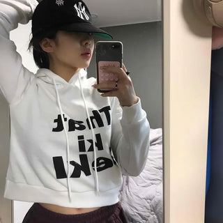 Lettering Short Fleece-Lined Hoodie