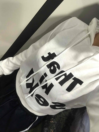Lettering Short Fleece-Lined Hoodie